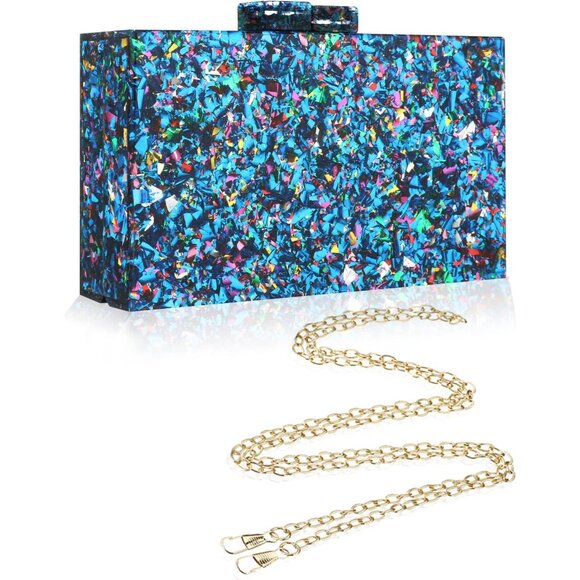 Acrylic Purses and Handbags for Women Multicolor Perspex Geometric Patterns Box - Picture 6 of 7